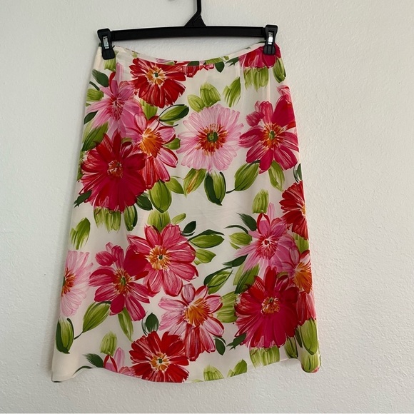 Liz Claiborne Silk Floral Print Women's Skirt size 8 aline midi spring feminine - Picture 7 of 10